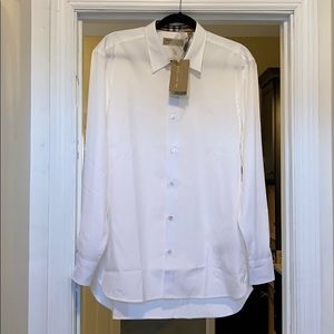 Burberry Mens Check Cuff Stretch Cotton Poplin